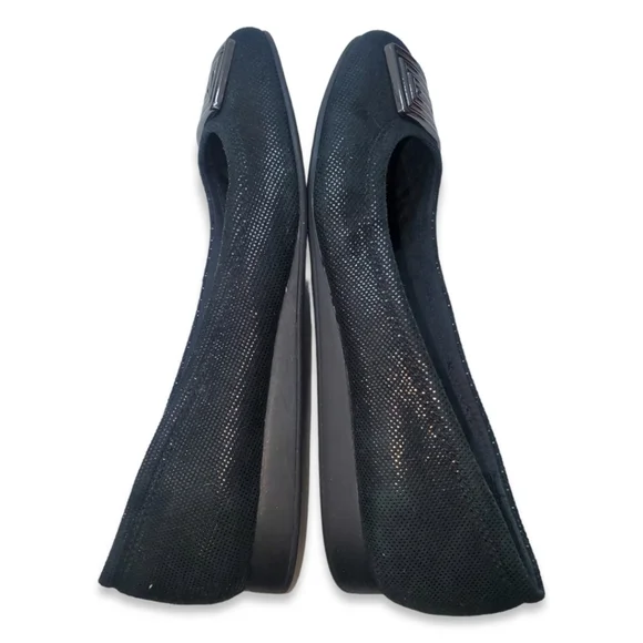 Calvin Klein Black Suede Flats with Silver Emblem - Picture 4 of 7